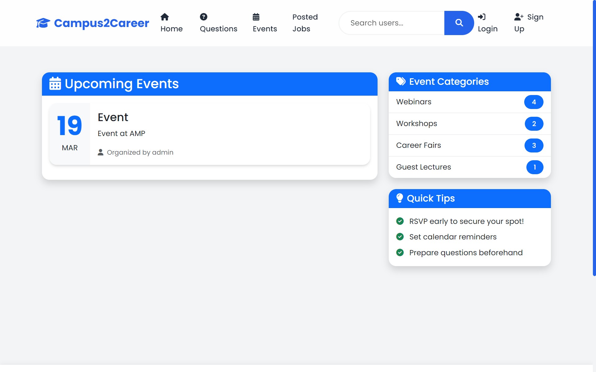 Alumni Connect Platform (AMP-Devs) — View 2