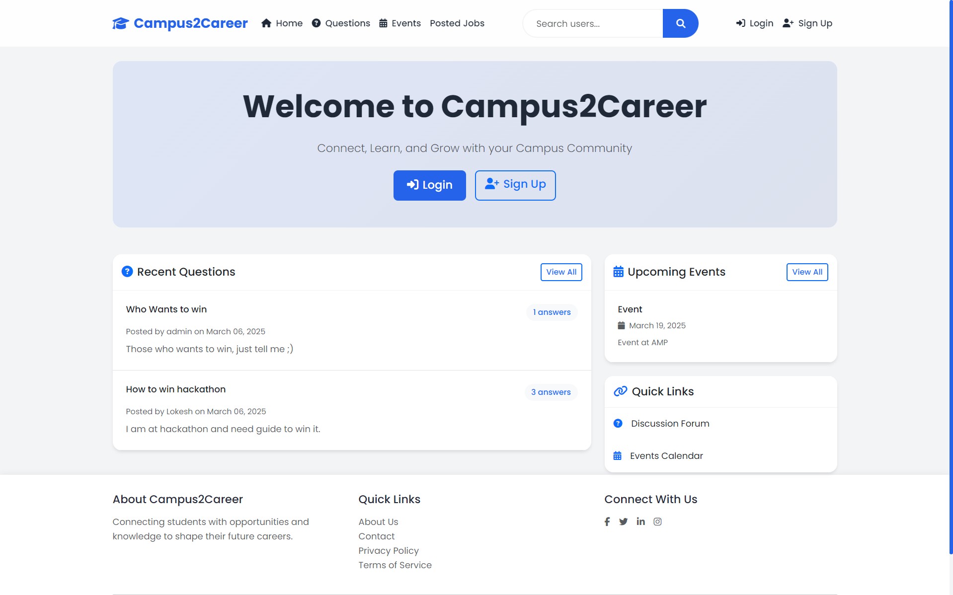 Alumni Connect Platform (AMP-Devs) — View 1