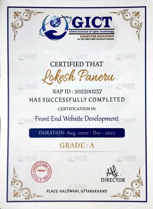 Front End Website Development