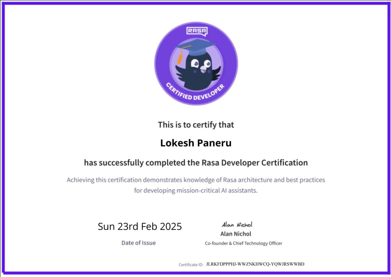 Rasa Developer Certification