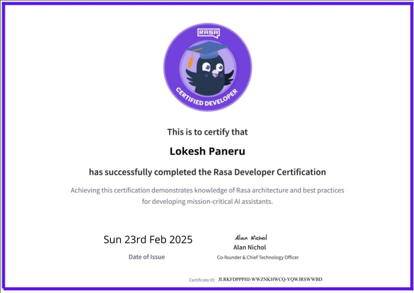 Rasa Developer Certification