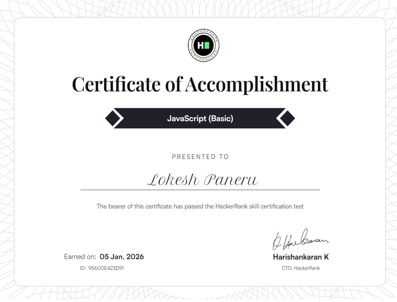JavaScript Certificate